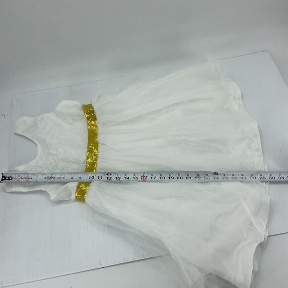 White Flower Girl Sees With Gold Ribbon And Bow Large {54} - Picture 8 of 15